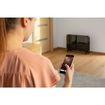 Sencor - Konvekcijski radiator z LCD zaslonom 750W/1500W/230V Wi-Fi Tuya IP24 črna + Daljinski upravljalnik