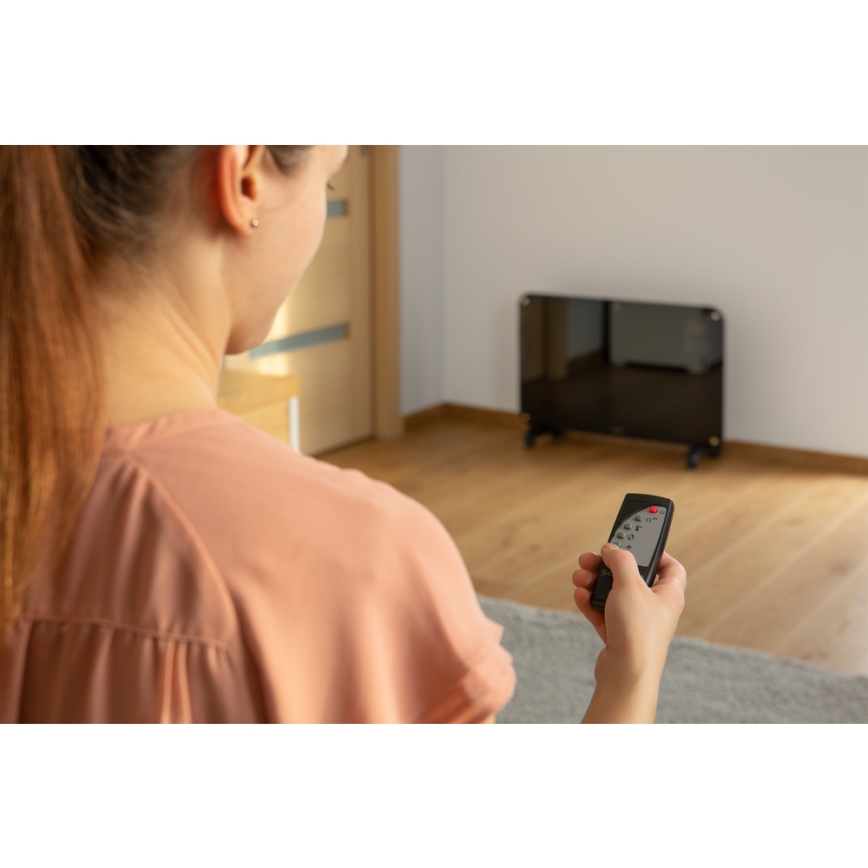 Sencor - Konvekcijski radiator z LCD zaslonom 750W/1500W/230V Wi-Fi Tuya IP24 črna + Daljinski upravljalnik