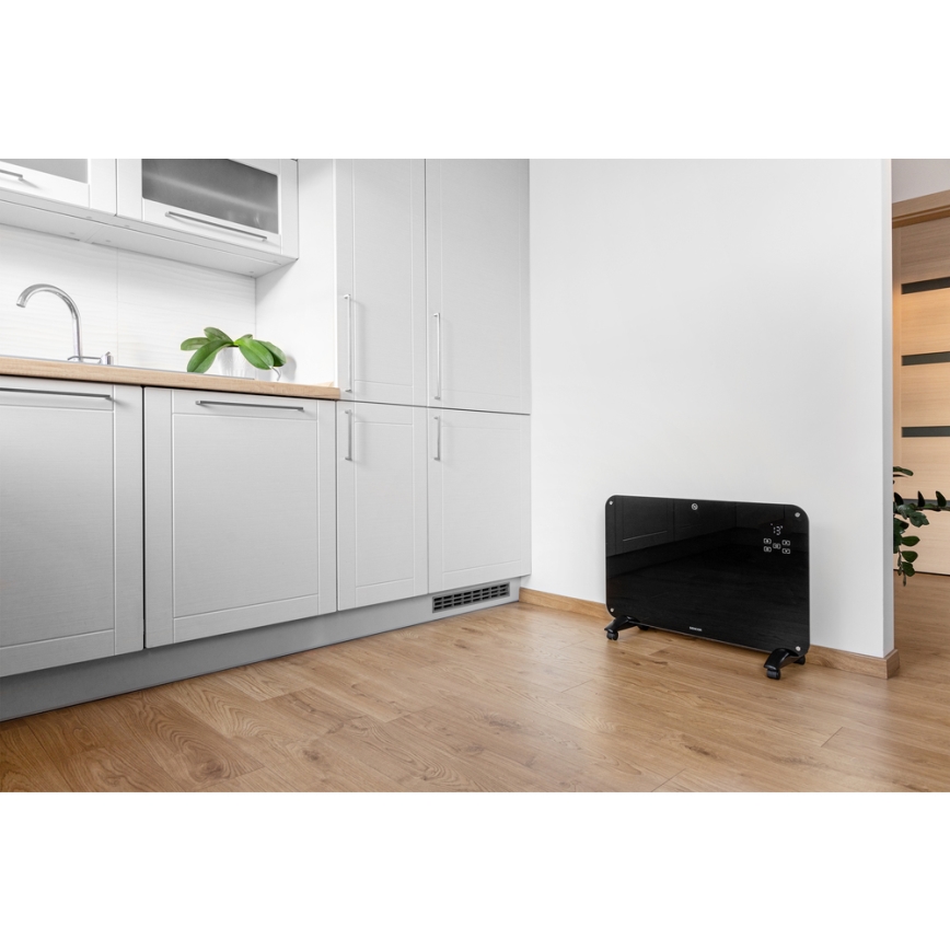 Sencor - Konvekcijski radiator z LCD zaslonom 750W/1500W/230V Wi-Fi Tuya IP24 črna + Daljinski upravljalnik