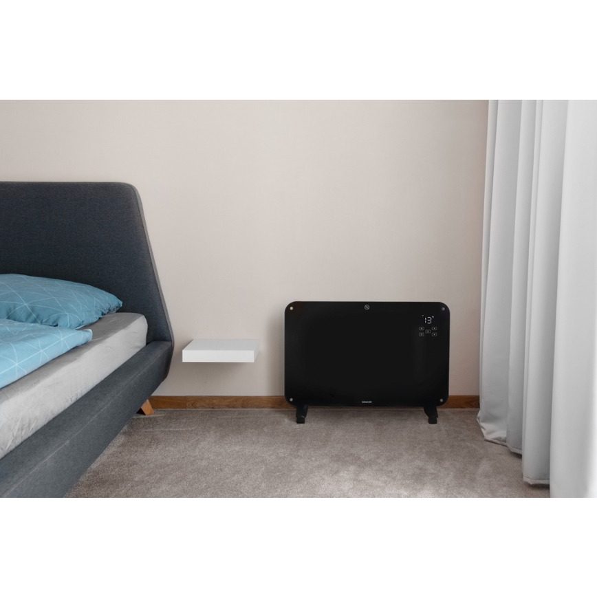 Sencor - Konvekcijski radiator z LCD zaslonom 750W/1500W/230V Wi-Fi Tuya IP24 črna + Daljinski upravljalnik