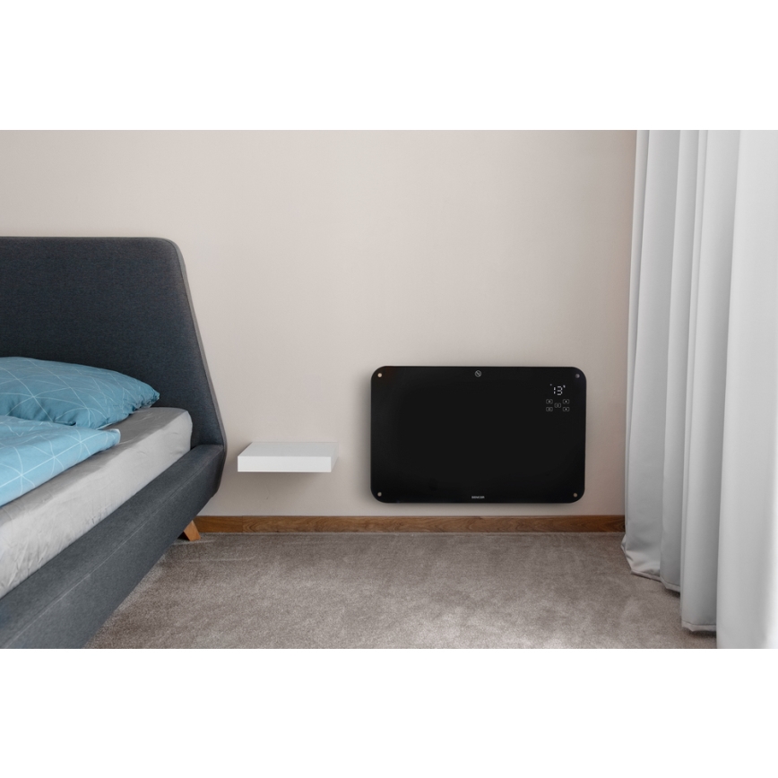 Sencor - Konvekcijski radiator z LCD zaslonom 750W/1500W/230V Wi-Fi Tuya IP24 črna + Daljinski upravljalnik
