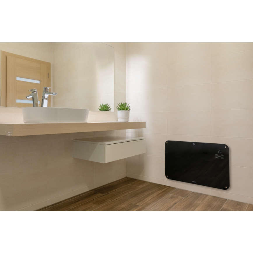 Sencor - Konvekcijski radiator z LCD zaslonom 750W/1500W/230V Wi-Fi Tuya IP24 črna + Daljinski upravljalnik