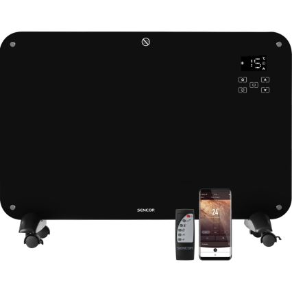 Sencor - Konvekcijski radiator z LCD zaslonom 750W/1500W/230V Wi-Fi Tuya IP24 črna + Daljinski upravljalnik
