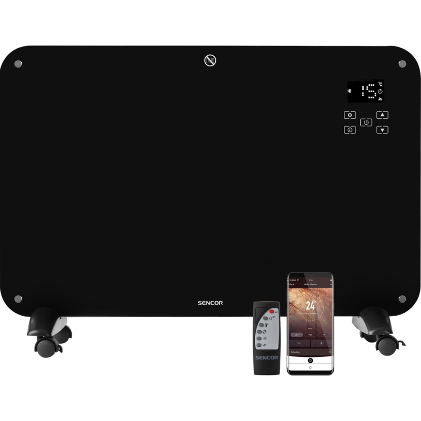 Sencor - Konvekcijski radiator z LCD zaslonom 750W/1500W/230V Wi-Fi Tuya IP24 črna + Daljinski upravljalnik