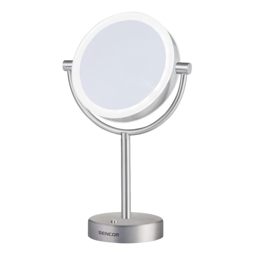 Sencor - Kozmetično ogledalce z LED osvetlitvijo ozadja LED/5W/230V nerjaveče jeklo