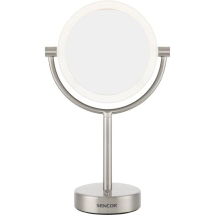 Sencor - Kozmetično ogledalce z LED osvetlitvijo ozadja LED/5W/230V nerjaveče jeklo