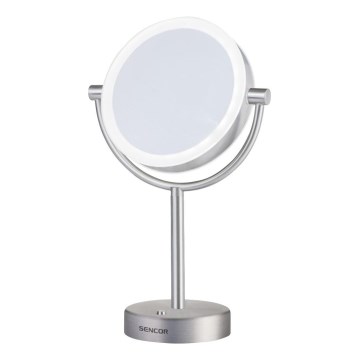 Sencor - Kozmetično ogledalo z LED osvetlitvijo LED/5W/230V iz nerjavečega jekla