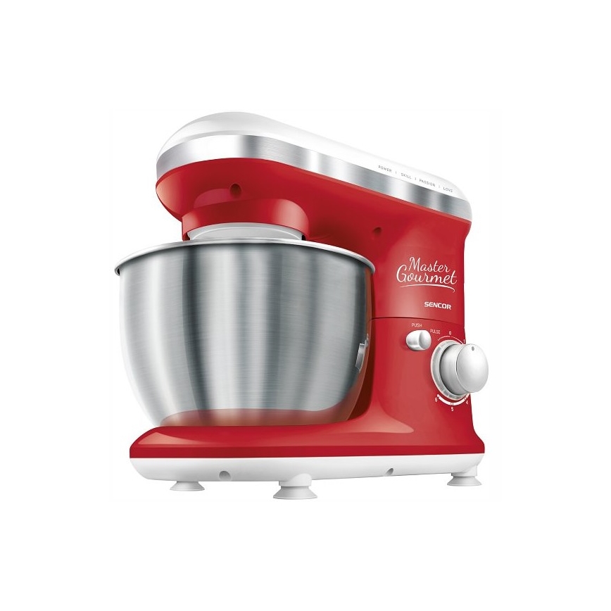 Sencor - Kuhinjski robot z inox posodo 600W/230V rdeča
