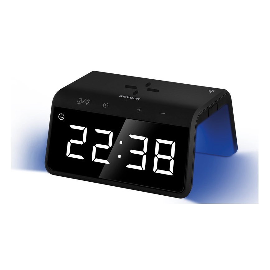 Sencor - LED RGB Budilka z brezžičnim polnilnikom 10W
