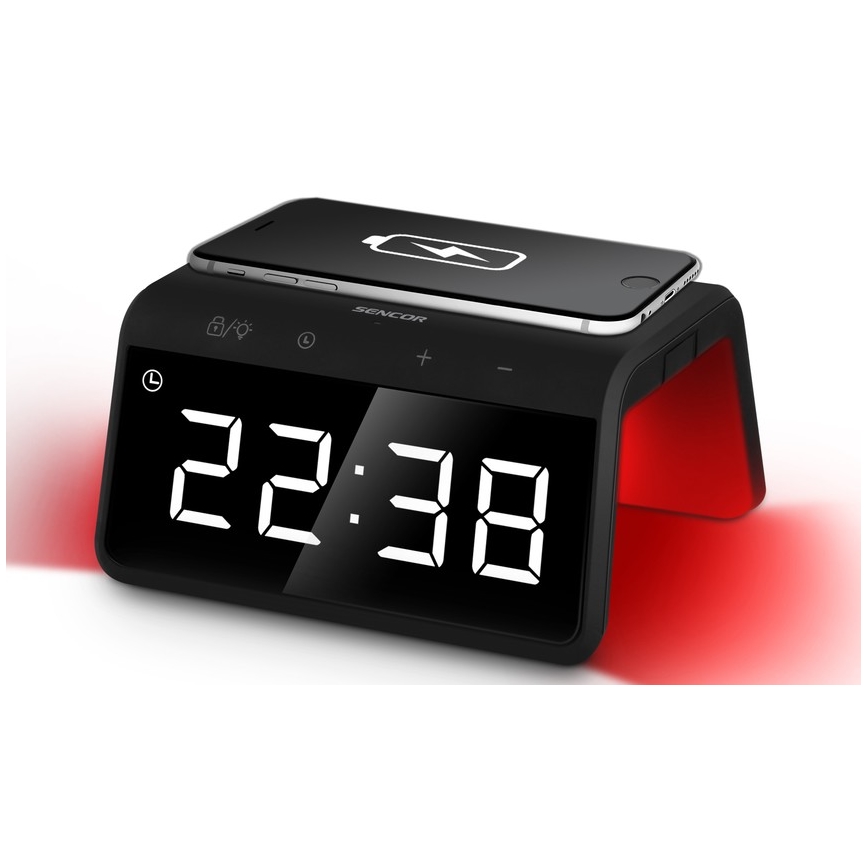 Sencor - LED RGB Budilka z brezžičnim polnilnikom 10W