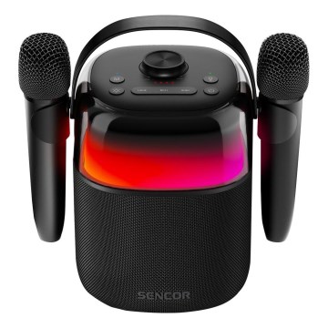 Sencor - LED RGB Zvočnik z brezžičnimi mikrofoni 35W 8000 mAh IPX5 črna