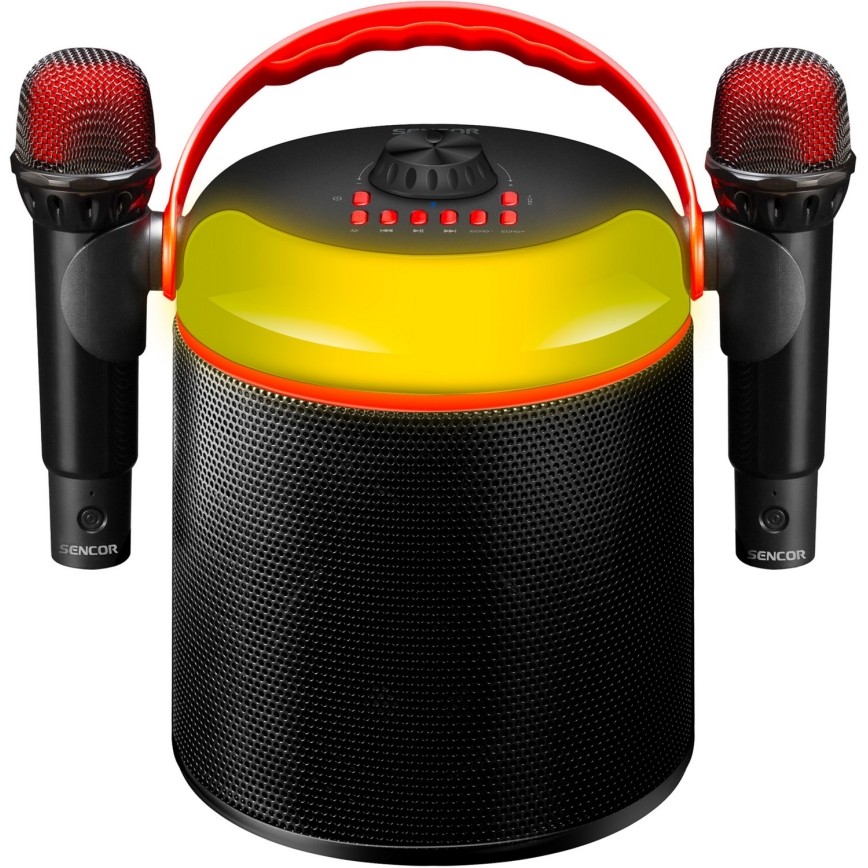 Sencor - LED Zvočnik z brezžičnimi mikrofoni 4000 mAh + 2x 1200 mAh