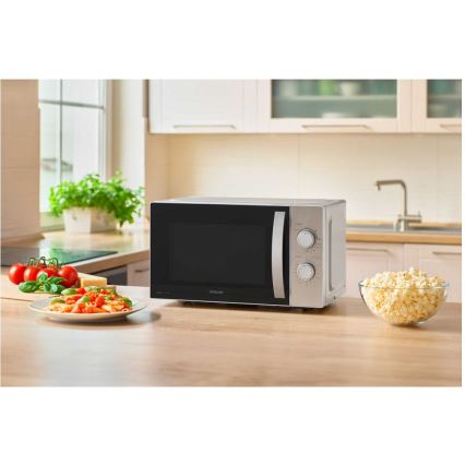 Sencor - Mikrovalovna pečica z funkcijo žara 700W/1000W/230V 20 l mat krom
