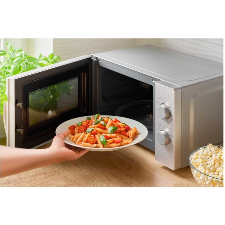 Sencor - Mikrovalovna pečica z funkcijo žara 700W/1000W/230V 20 l mat krom