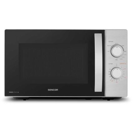 Sencor - Mikrovalovna pečica z funkcijo žara 700W/1000W/230V 20 l mat krom