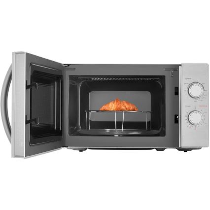 Sencor - Mikrovalovna pečica z funkcijo žara 700W/1000W/230V 20 l mat krom