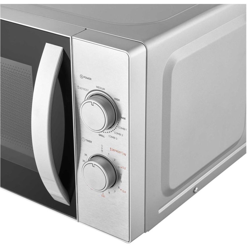 Sencor - Mikrovalovna pečica z funkcijo žara 700W/1000W/230V 20 l mat krom