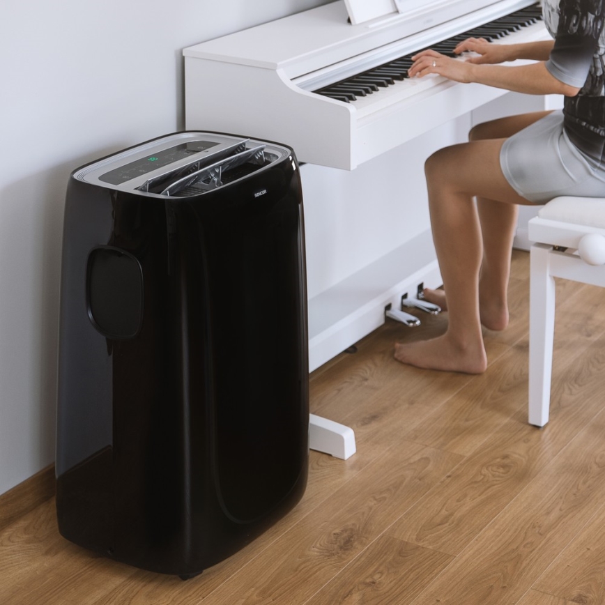 Sencor - Mobilna klimatska naprava z LED zaslonom 3v1 1000W/230V 9000 BTU črna + Daljinski upravljalnik