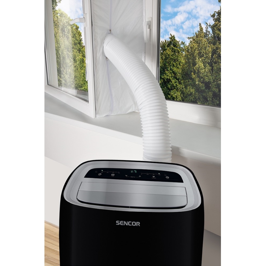 Sencor - Mobilna klimatska naprava z LED zaslonom 3v1 1000W/230V 9000 BTU črna + Daljinski upravljalnik