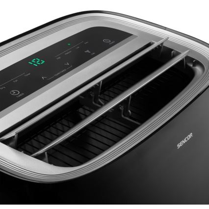 Sencor - Mobilna klimatska naprava z LED zaslonom 3v1 1000W/230V 9000 BTU črna + Daljinski upravljalnik