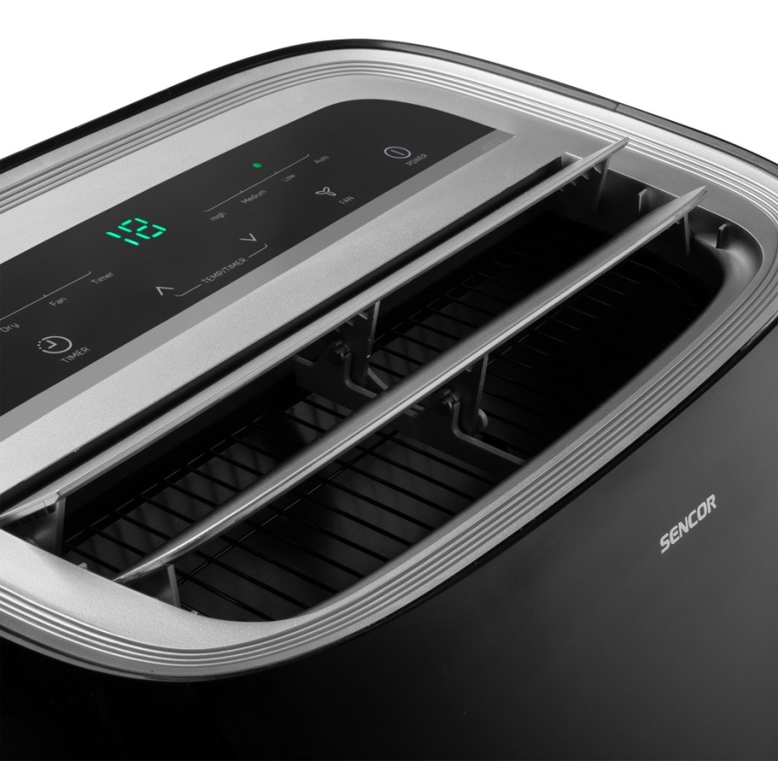 Sencor - Mobilna klimatska naprava z LED zaslonom 3v1 1000W/230V 9000 BTU črna + Daljinski upravljalnik