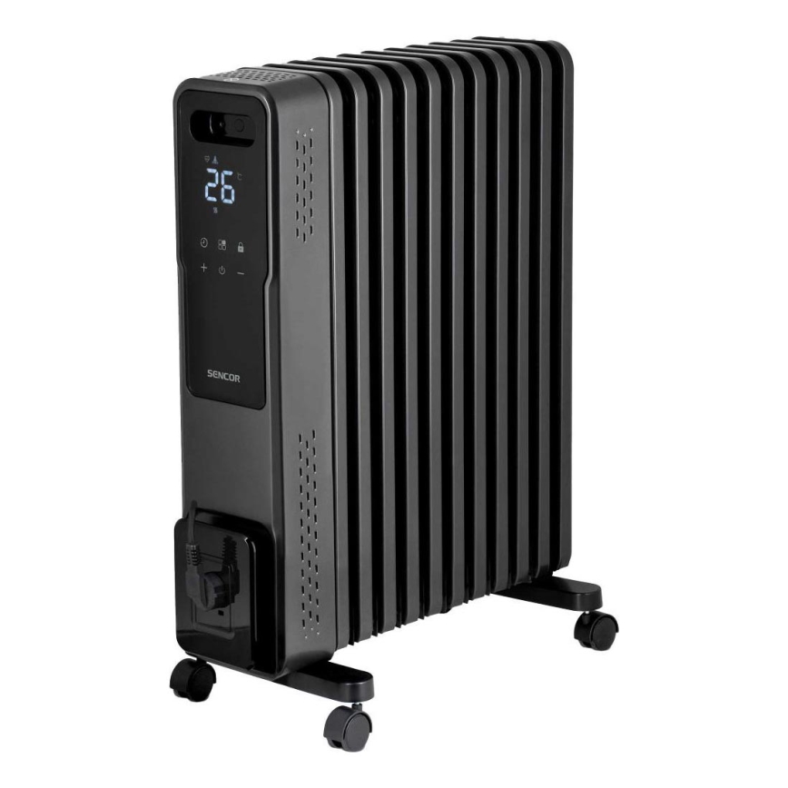Sencor - Oljni radiator z 11 rebri 1000/1200/2400W/230V Wi-Fi črn