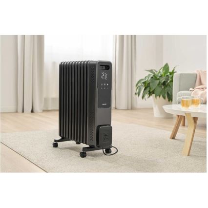 Sencor - Oljni radiator z 11 rebri 1000/1200/2400W/230V Wi-Fi črn