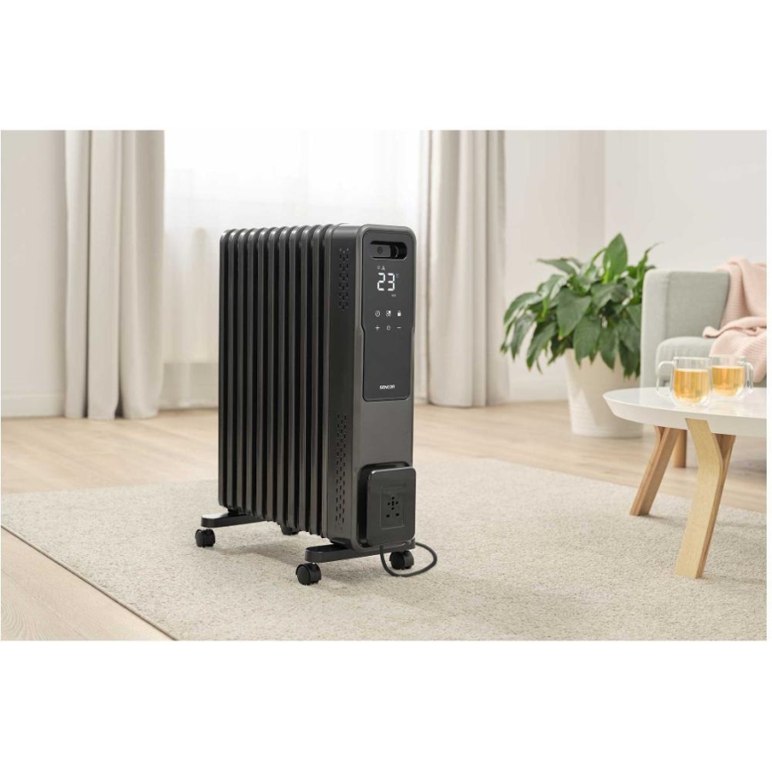 Sencor - Oljni radiator z 11 rebri 1000/1200/2400W/230V Wi-Fi črn