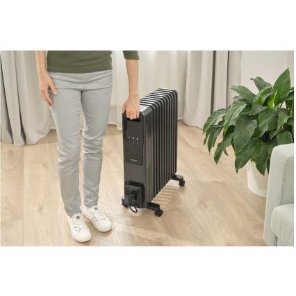 Sencor - Oljni radiator z 11 rebri 1000/1200/2400W/230V Wi-Fi črn