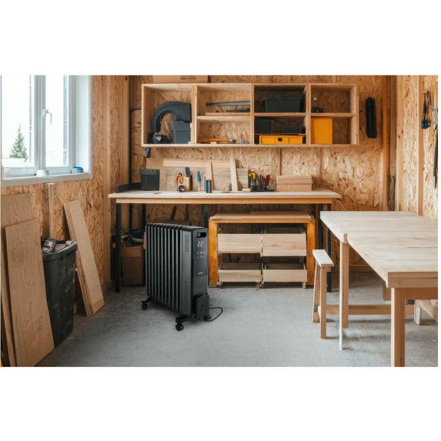 Sencor - Oljni radiator z 11 rebri 1000/1200/2400W/230V Wi-Fi črn