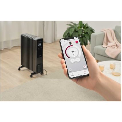 Sencor - Oljni radiator z 11 rebri 1000/1200/2400W/230V Wi-Fi črn