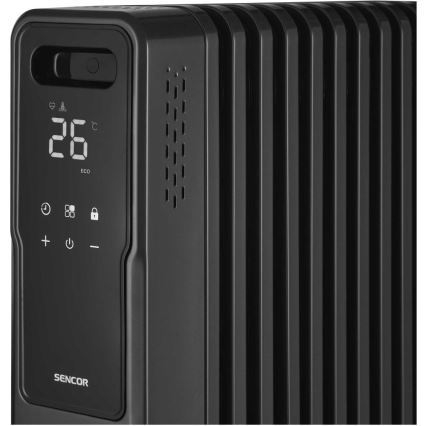 Sencor - Oljni radiator z 11 rebri 1000/1200/2400W/230V Wi-Fi črn