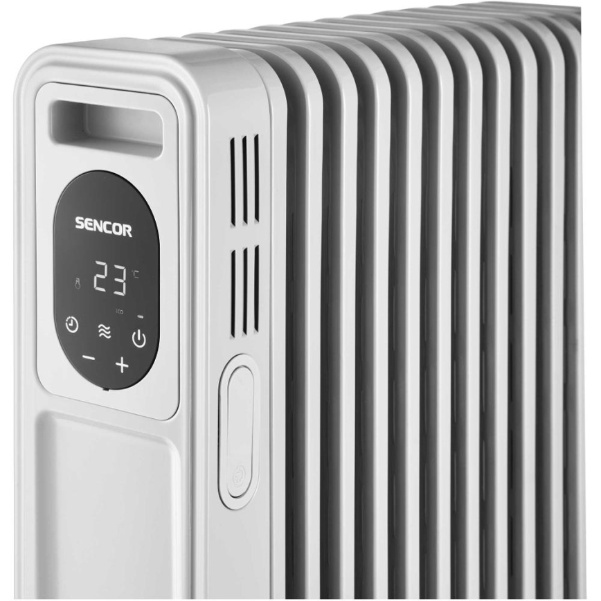 Sencor - Radiator napolnjen z oljem z 11 rebri 1000/2300W/230V bel + daljinski upravljalnik