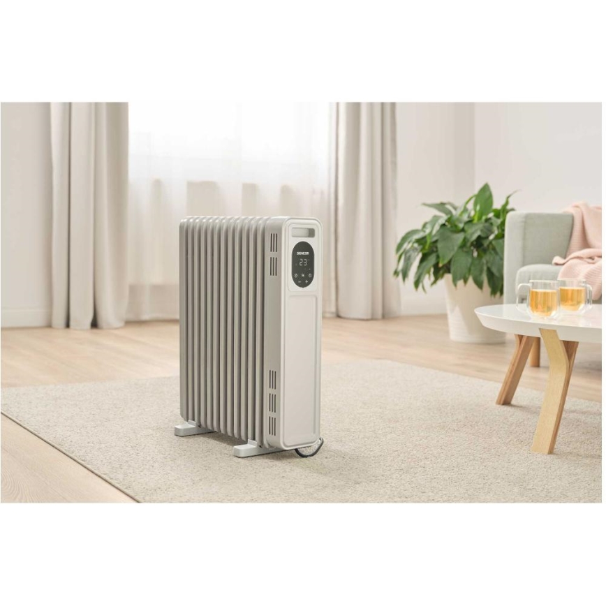 Sencor - Oljni radiator z 13 rebri, 1000/2500 W, 230 V, bel + daljinski upravljalnik