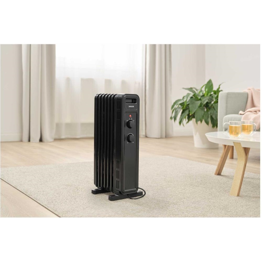 Sencor - Oljni radiator z 7 rebri 600/900/1500W/230V črna