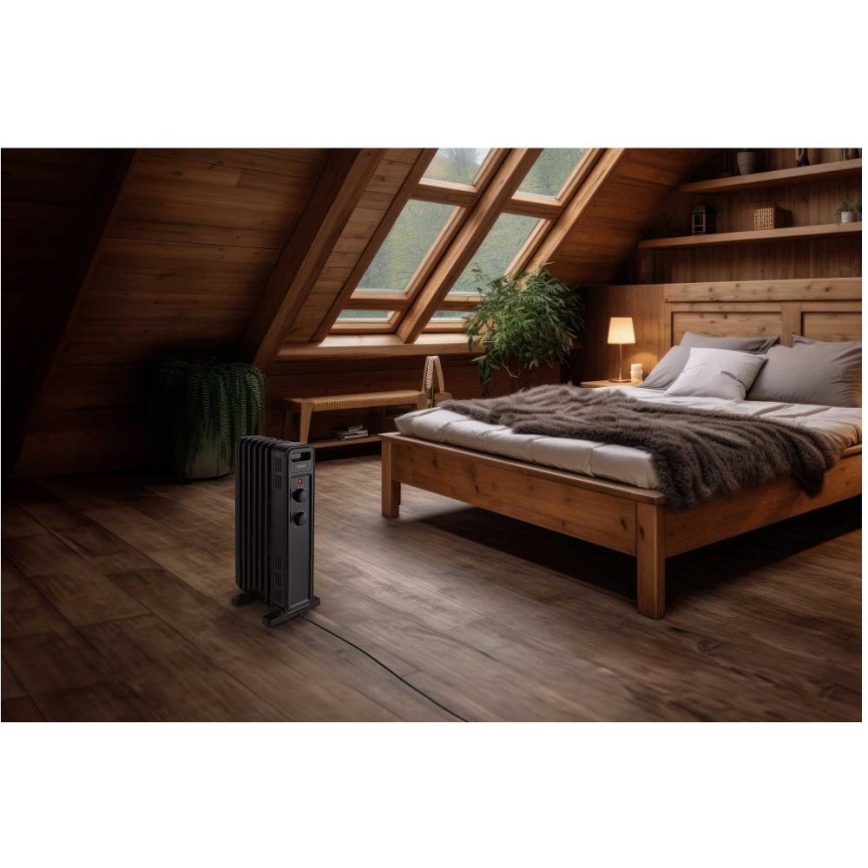 Sencor - Oljni radiator z 7 rebri 600/900/1500W/230V črna