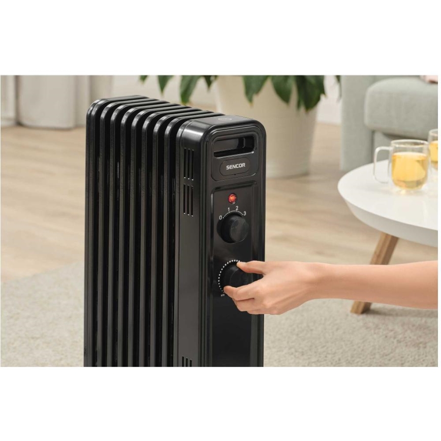 Sencor - Oljni radiator z 9 rebri 800/1200/2000W/230V črna