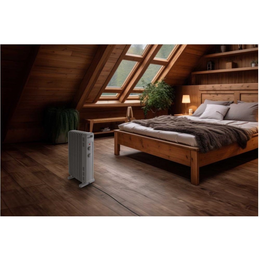 Sencor - Oljni radiator z 9 rebri, 800/1200/2000W/230V, v beli barvi