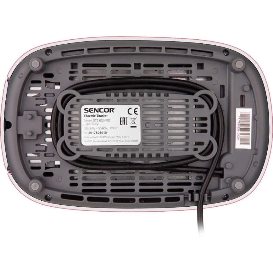 Sencor - Opekač kruha z dvema režama in stojalom za pogrevanje 1000W/230V rožnat
