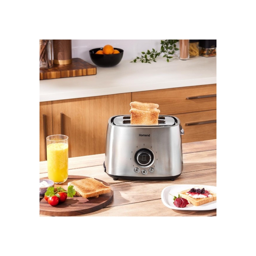 Sencor - Opekač za kruh z dvema luknjama 1000W/230V srebrna