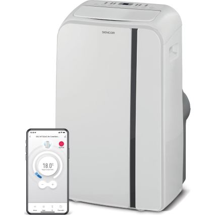 Sencor - Pametna mobilna klimatska naprava 3v1, vključno s celotno dodatno opremo 1450W/230V 12000 BTU Wi-Fi bela + Daljinski upravljalnik