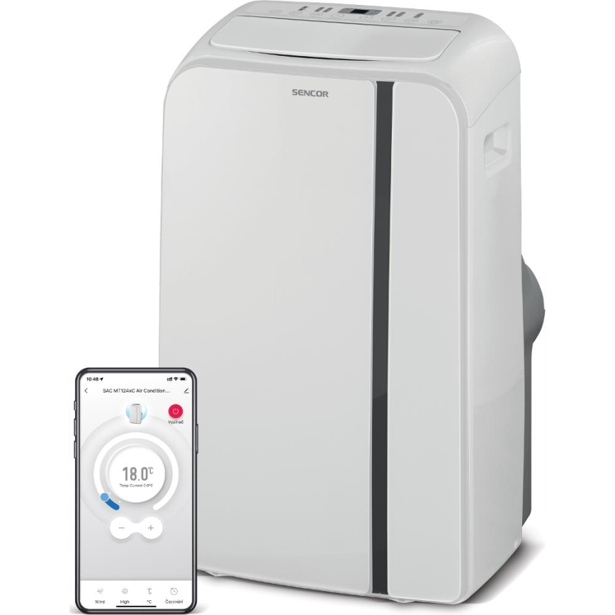 Sencor - Pametna mobilna klimatska naprava 3v1, vključno s celotno dodatno opremo 1450W/230V 12000 BTU Wi-Fi bela + Daljinski upravljalnik