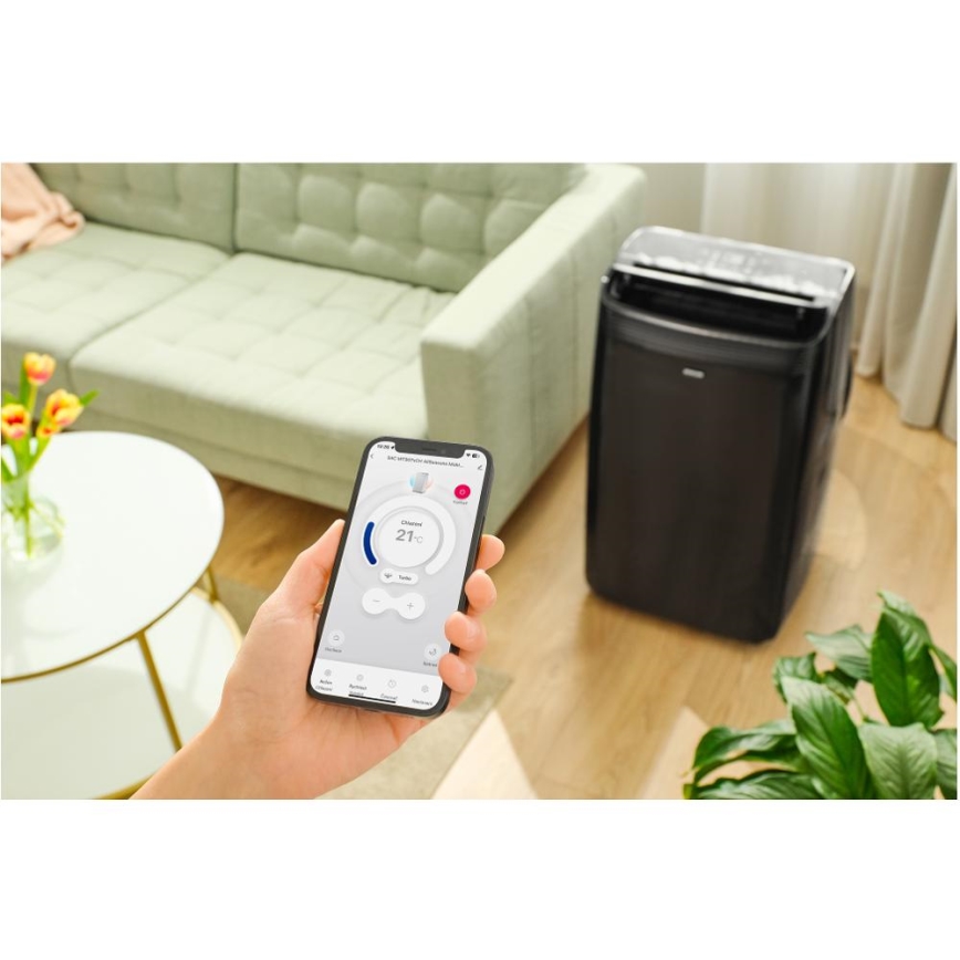 Sencor - Pametna mobilna klimatska naprava 4v1 including complete dodatki 900W/230V 9000 BTU Wi-Fi črna + Daljinski upravljalnik