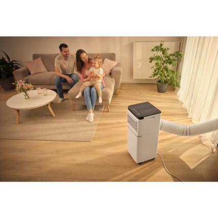 Sencor - Pametna prenosna klimatska naprava 3 v 1, vključno z vsemi potrebnimi dodatki, 760 W/230 V, 7000 BTU, Wi‑Fi, bela + daljinski upravljalnik