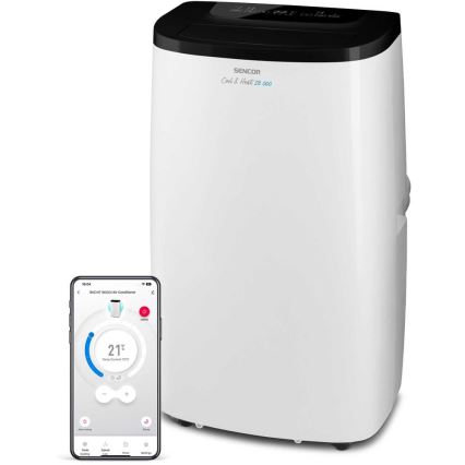 Sencor - Pametna prenosna klimatska naprava 4 v 1, vključno s popolnim kompletom dodatne opreme, 1750W/230V 18000 BTU, Wi-Fi, bela + daljinski upravljalnik