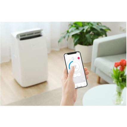 Sencor - Pametna prenosna klimatska naprava 5 v 1 vključno s celotnim priborom, 733 W/230 V, 9000 BTU, Wi‑Fi, bela + daljinski upravljalnik