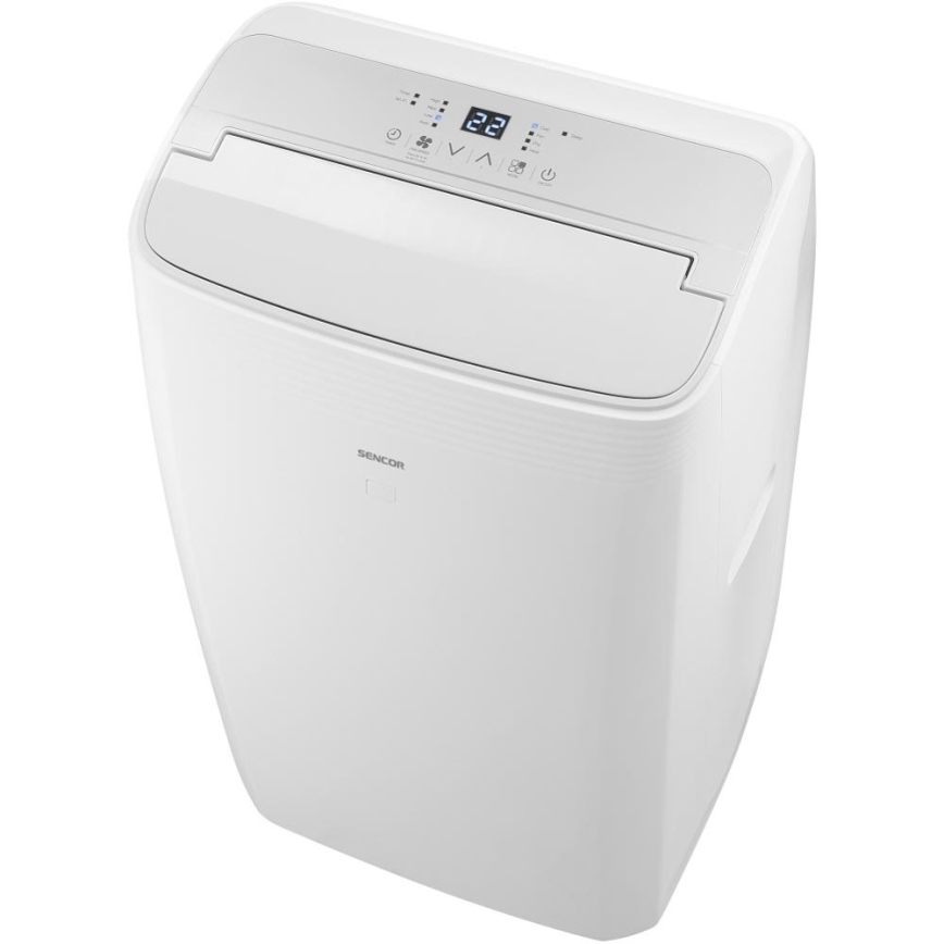 Sencor - Pametna prenosna klimatska naprava 5 v 1 vključno s celotnim priborom, 733 W/230 V, 9000 BTU, Wi‑Fi, bela + daljinski upravljalnik