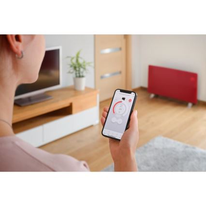 Sencor - Pametni električni grelec/konvektor 1200/2400W/230V IP24 Wi-Fi rdeča