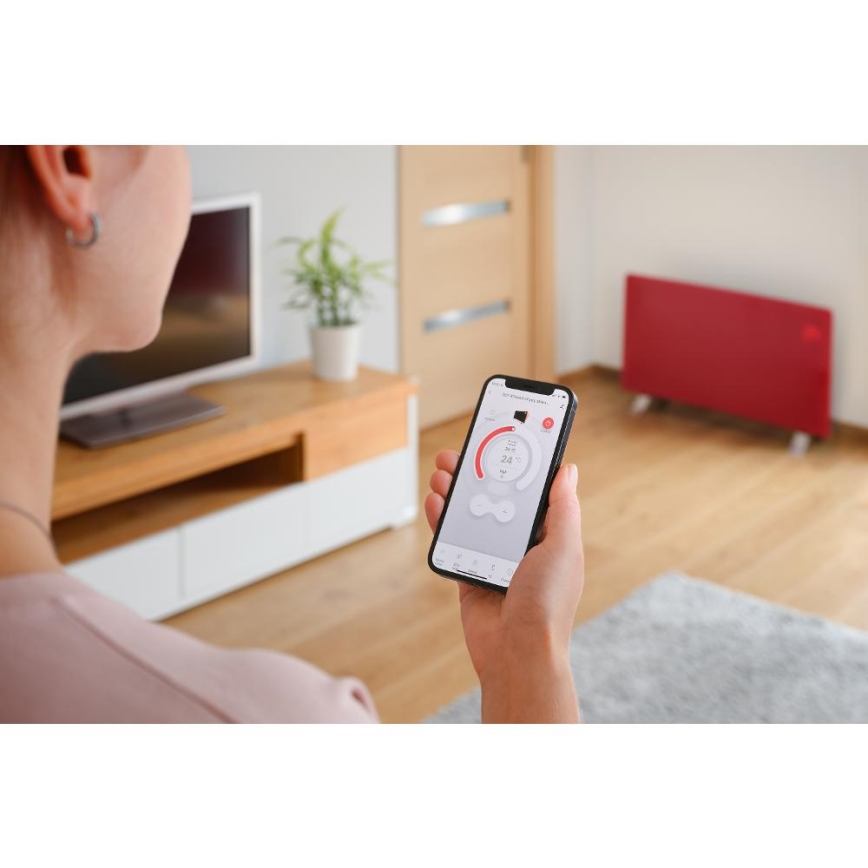 Sencor - Pametni električni grelec/konvektor 1200/2400W/230V IP24 Wi-Fi rdeča