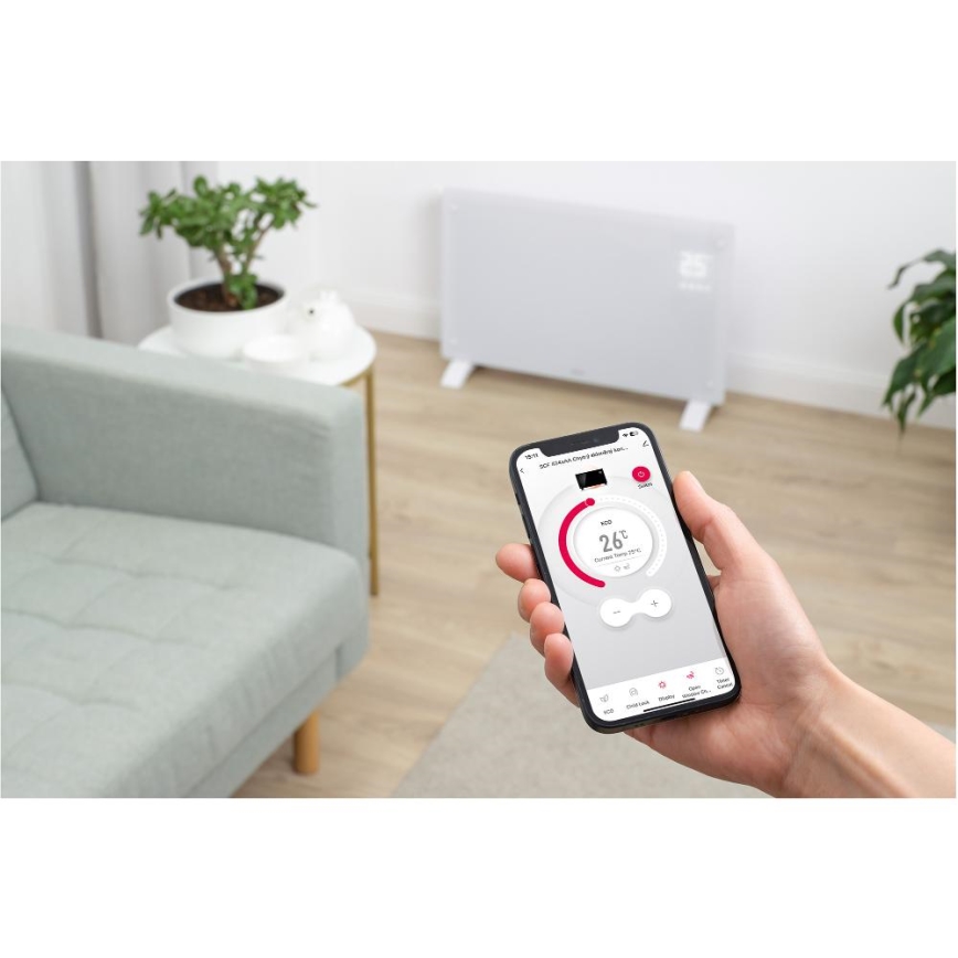 Sencor - Pameten električni grelec/konvektor 2000W/230V IP24 Wi-Fi bela + daljinsko upravljanje